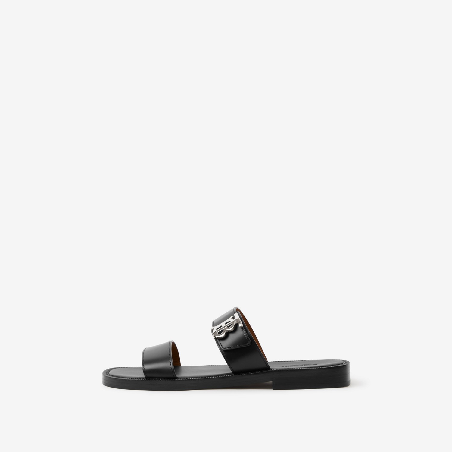 Sandálias de couro com monograma (Preto) - Homens | Burberry® oficial