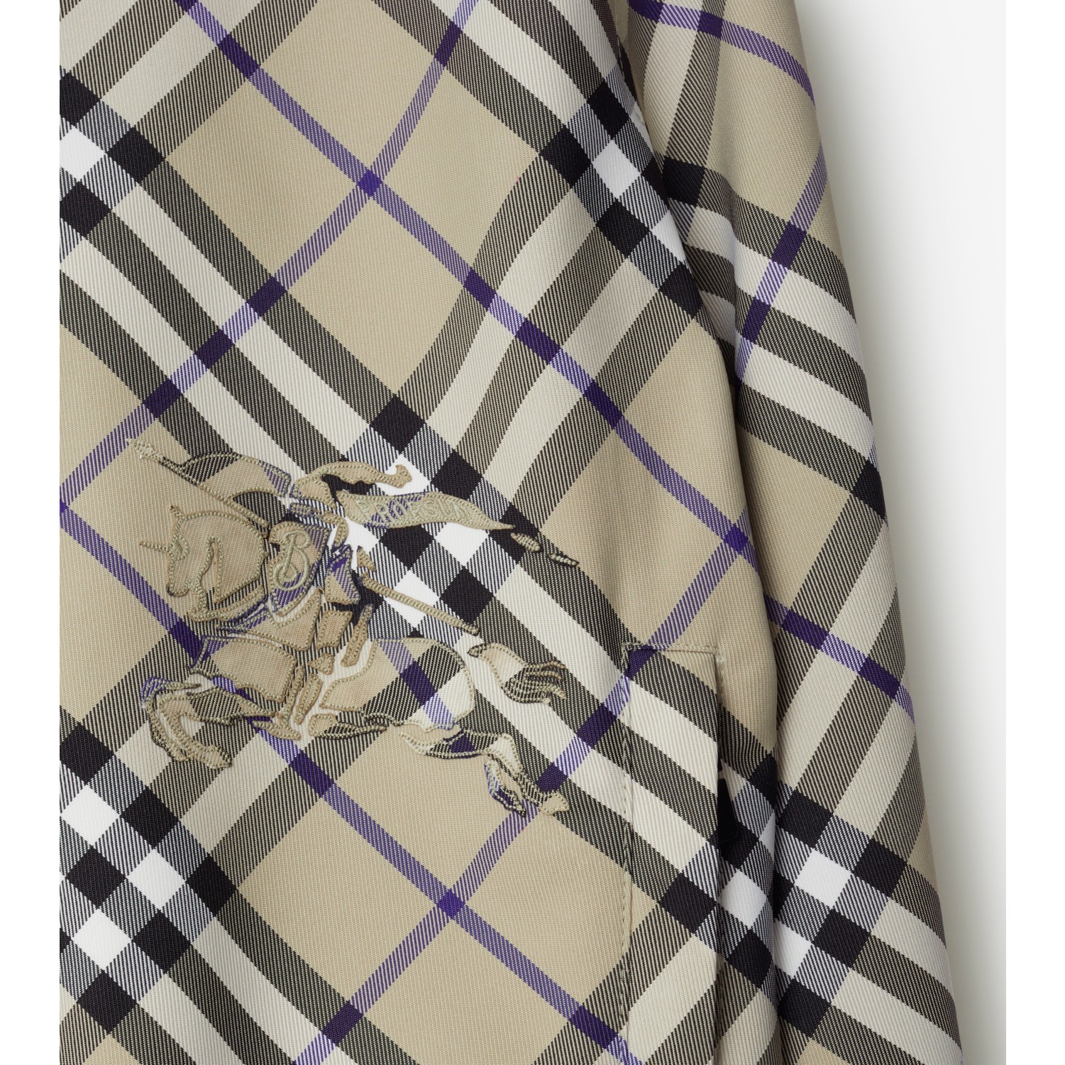 Cropped Reversible Check Jacket in Lichen Women Nylon