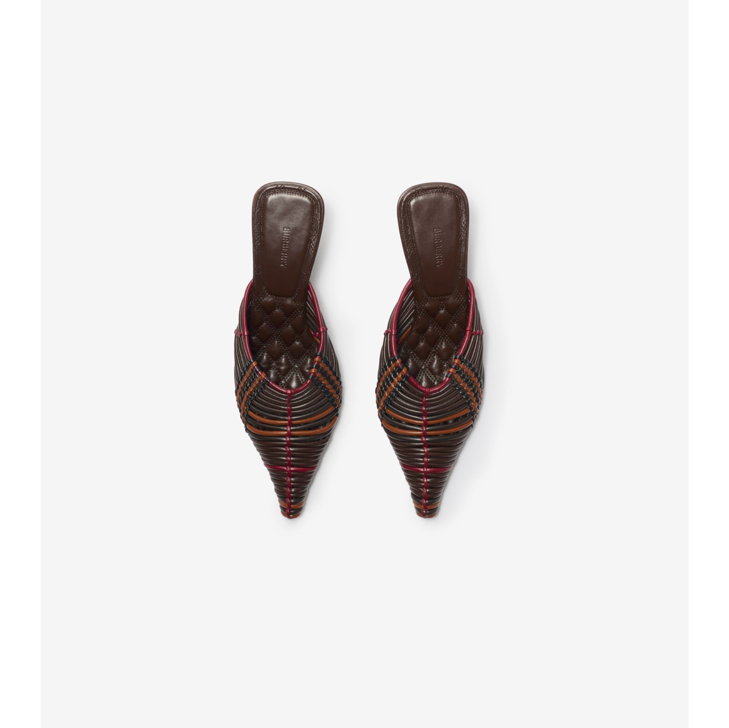 Check Woven Leather Cameo Mules​