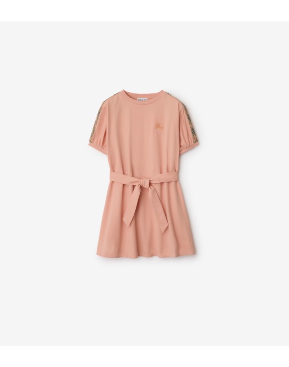 Check Trim Cotton T-shirt Dress