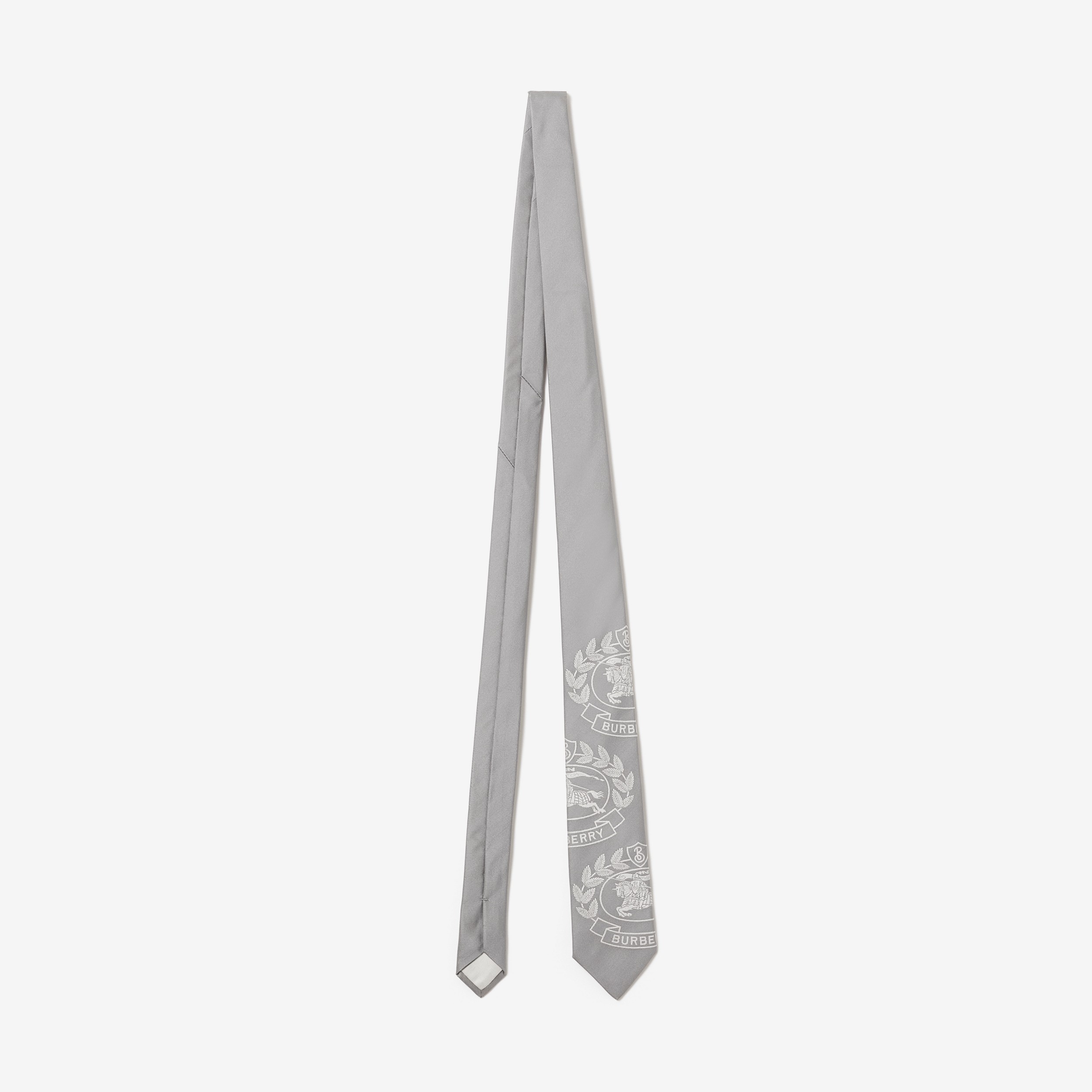 经典剪裁马术骑士印花丝质领带 (灰白色) - 男士 | Burberry® 博柏利官网 - 1