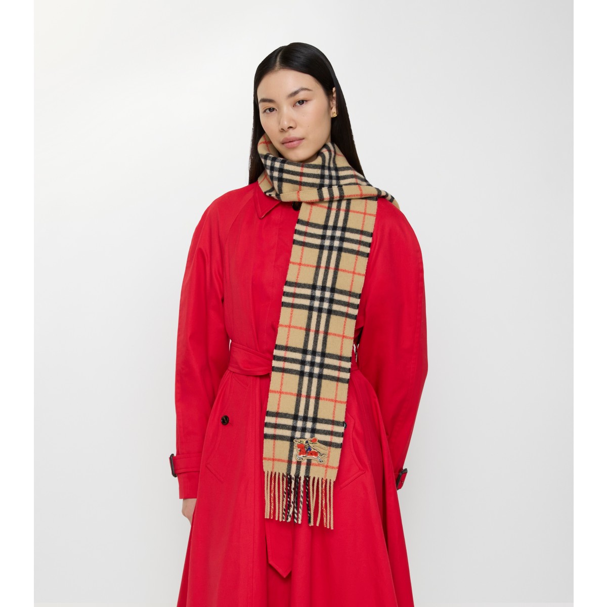  Check Narrow Cashmere Scarf