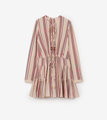 Striped Cotton Voile Dress in Neapolitan pink - Women | Burberry® Official