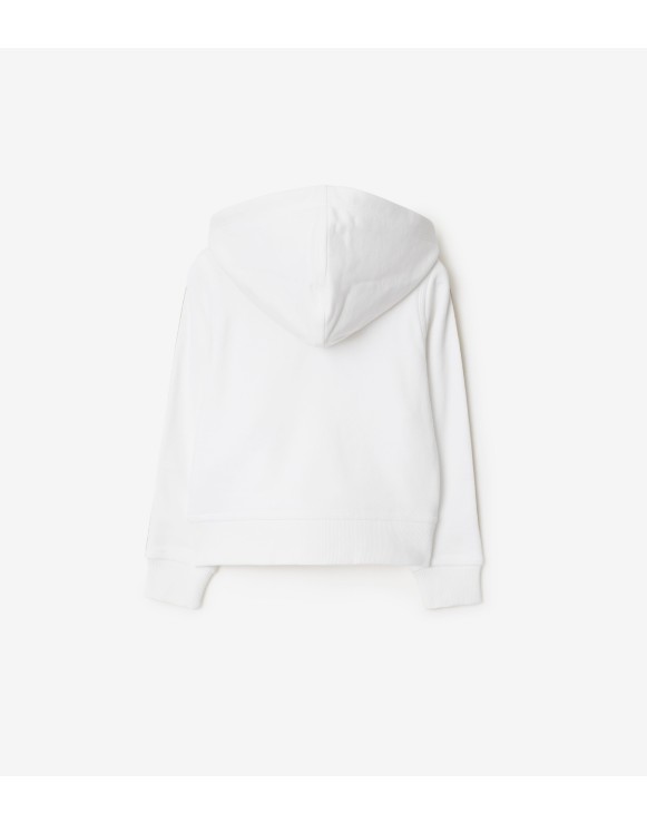 Check Trim Cotton Zip Hoodie