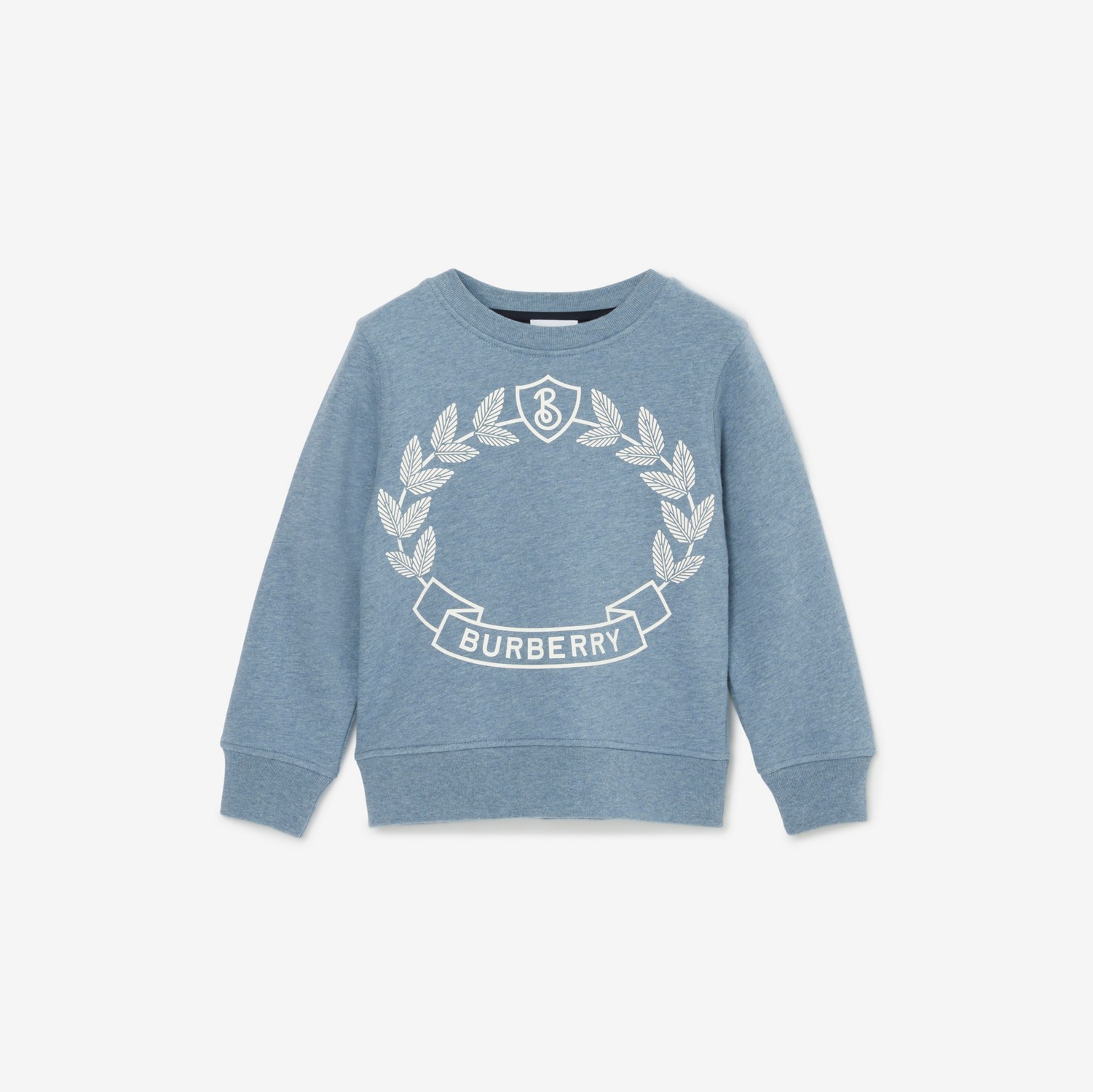 Suéter em algodão com emblema de folha de carvalho (Mescla  Azul Ardósia Fumê) | Burberry® oficial