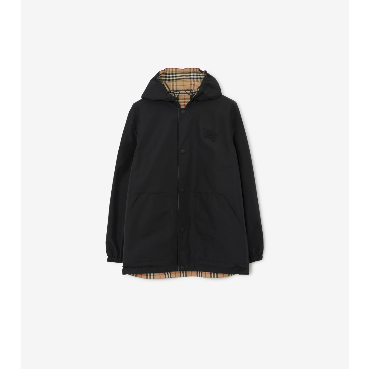  Check Reversible Nylon Hooded Jacket