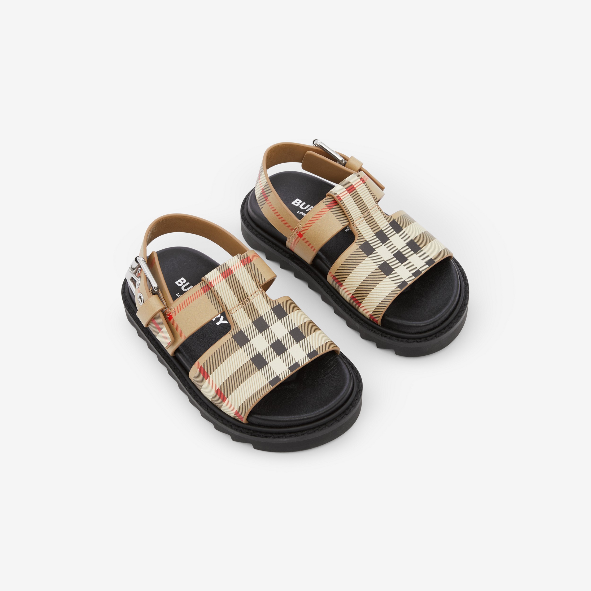 Sandálias de couro em Vintage Check com fivela (Bege Clássico) - Crianças | Burberry® oficial - 2