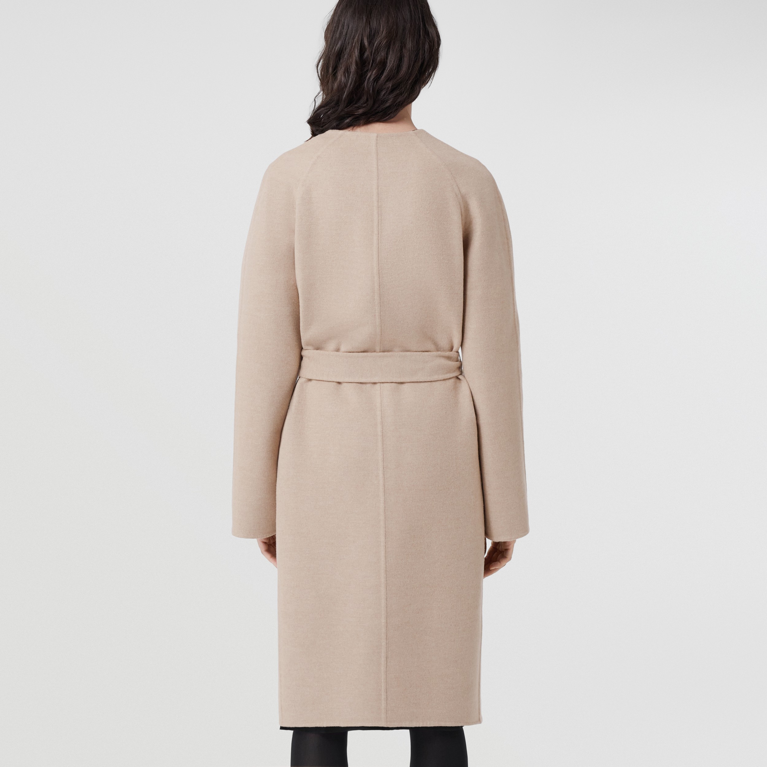 Monogram Detail Wool Cashmere Wrap Coat in Soft Fawn - Women | Burberry® Official - 3