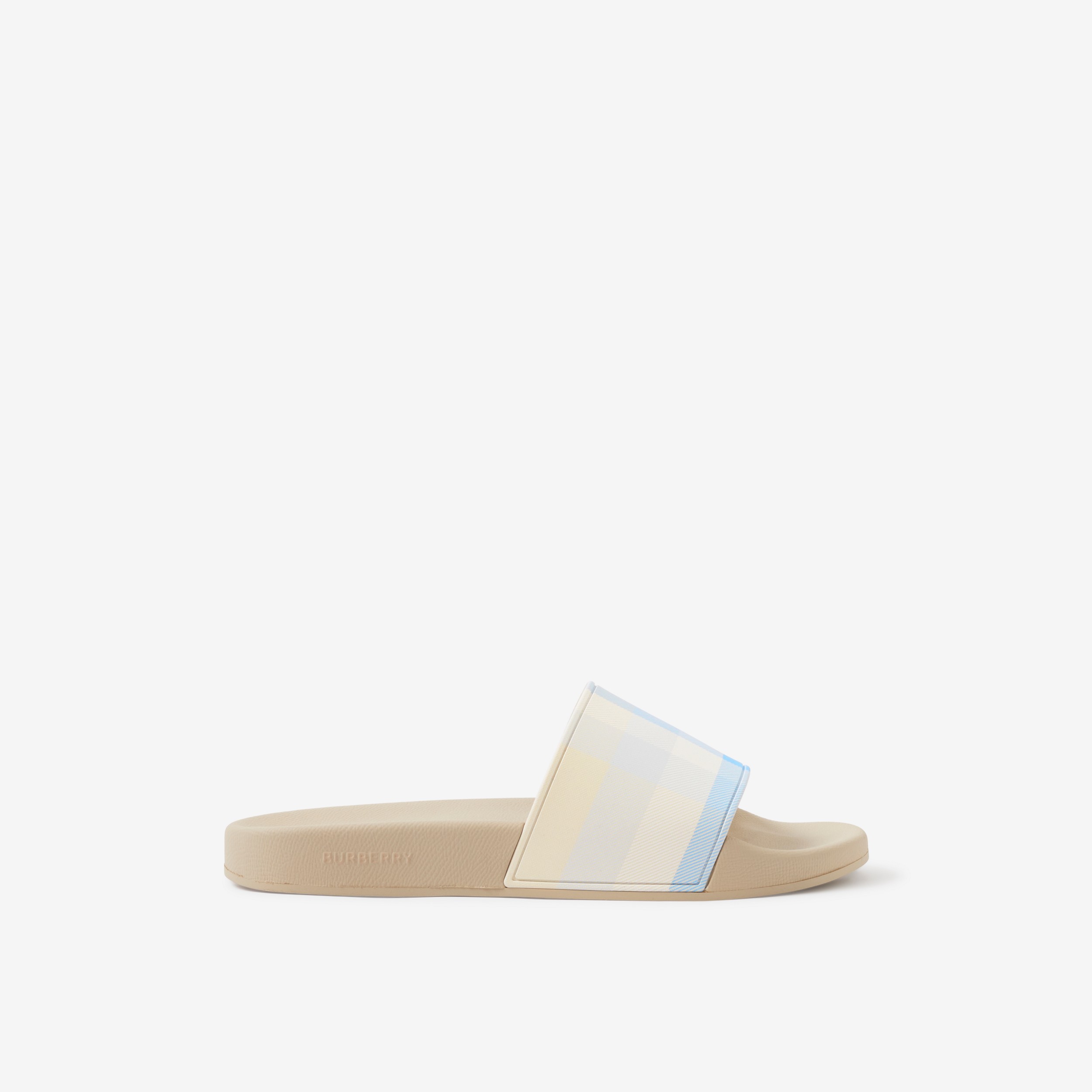 Check Print Slides in Soft Blue - Women | Burberry® Official