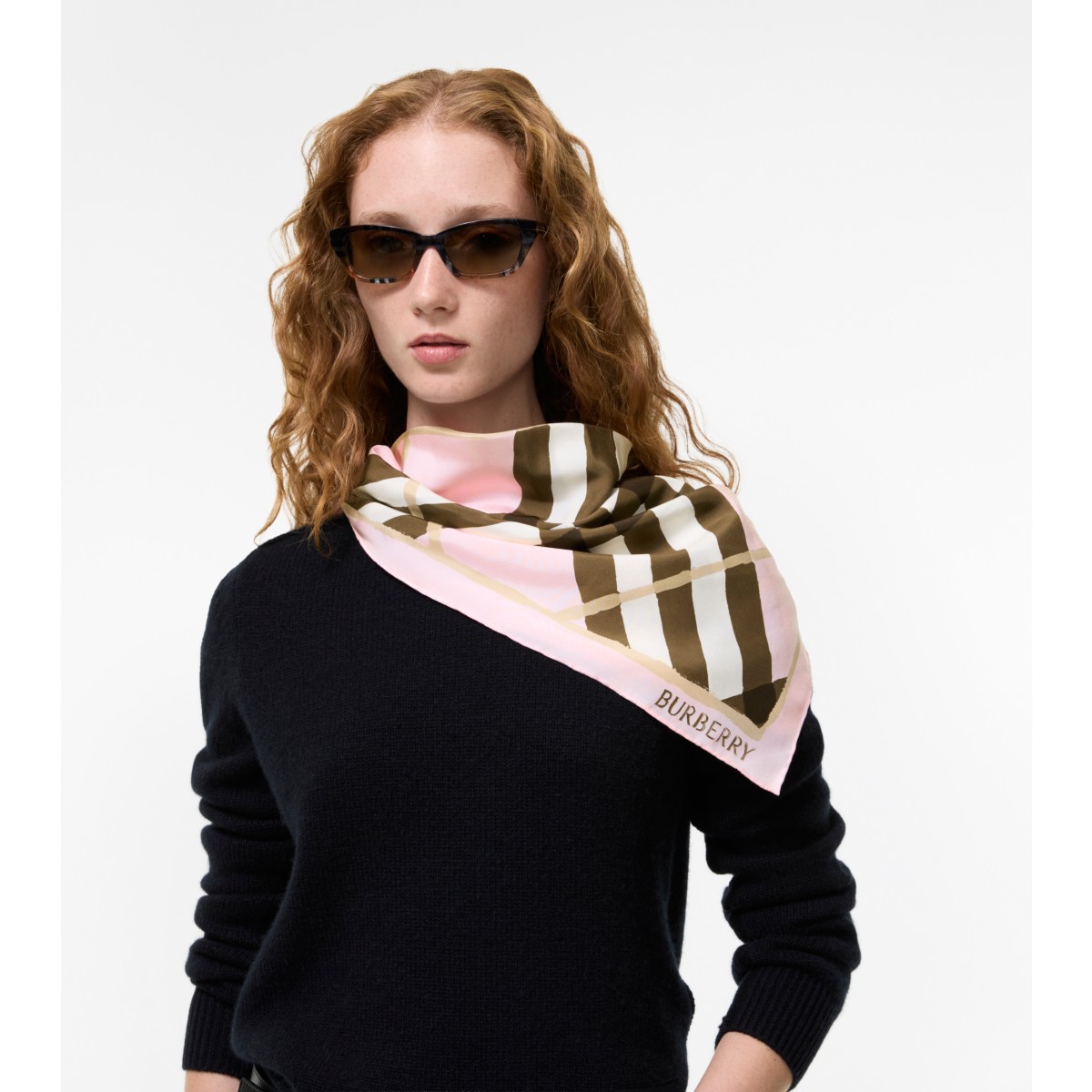  Check Watercolour Silk Scarf