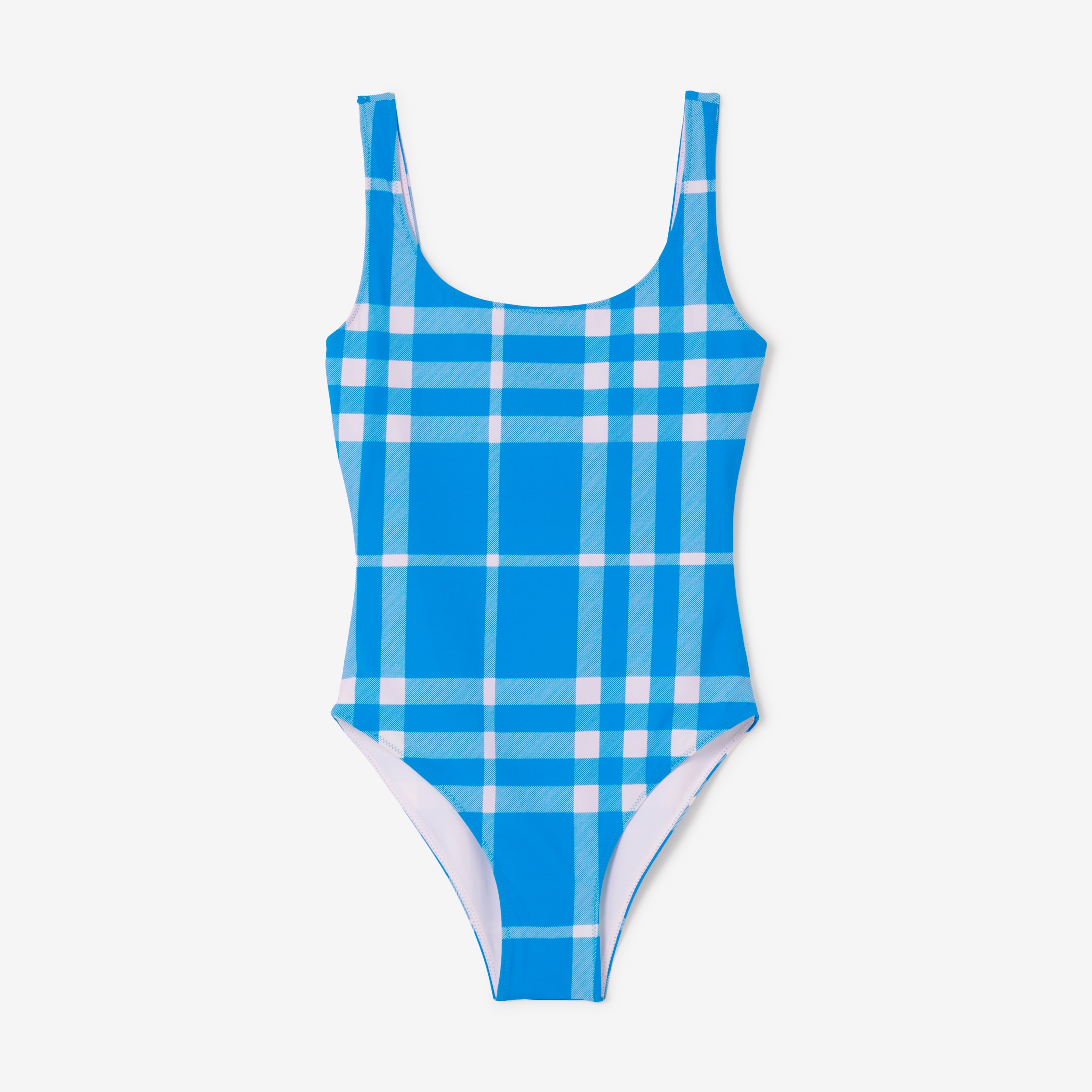 Check Stretch Nylon Swimsuit in Vivid Blue - Women | Burberry® Official