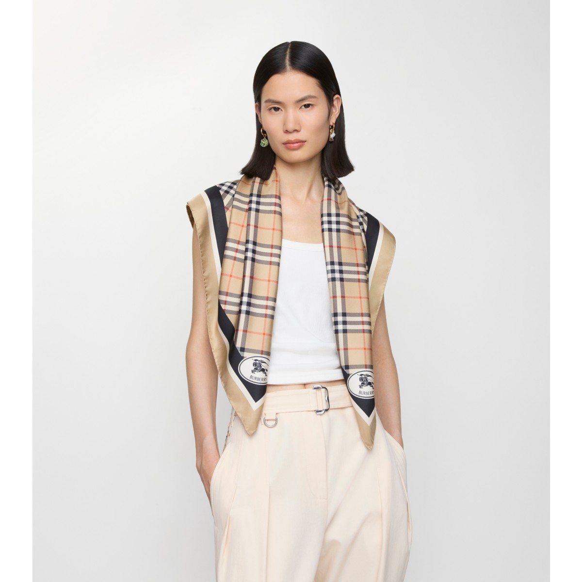  Check Silk Scarf