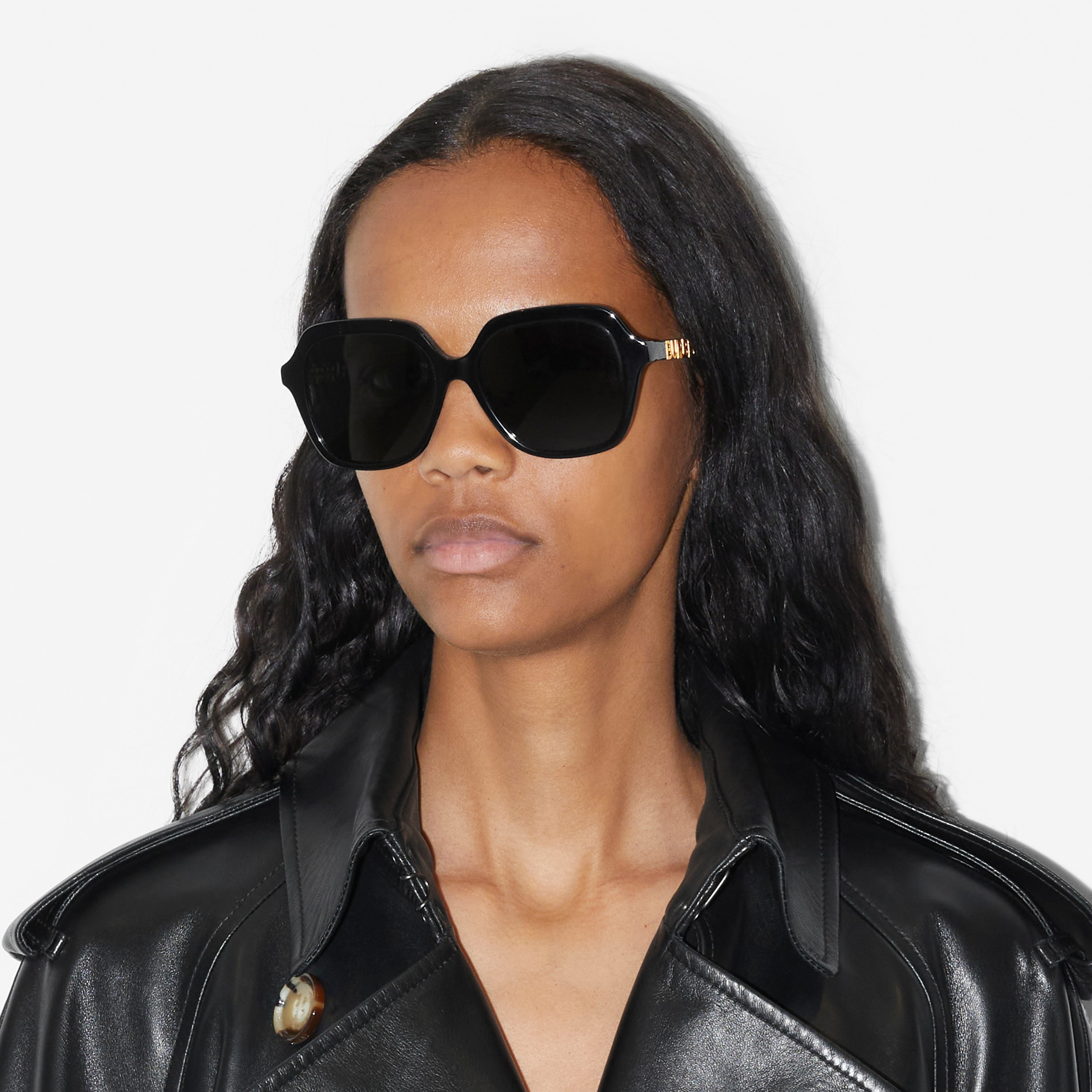 Oversized Square Frame Sunglasses in Black - Women | Burberry® Official - 4