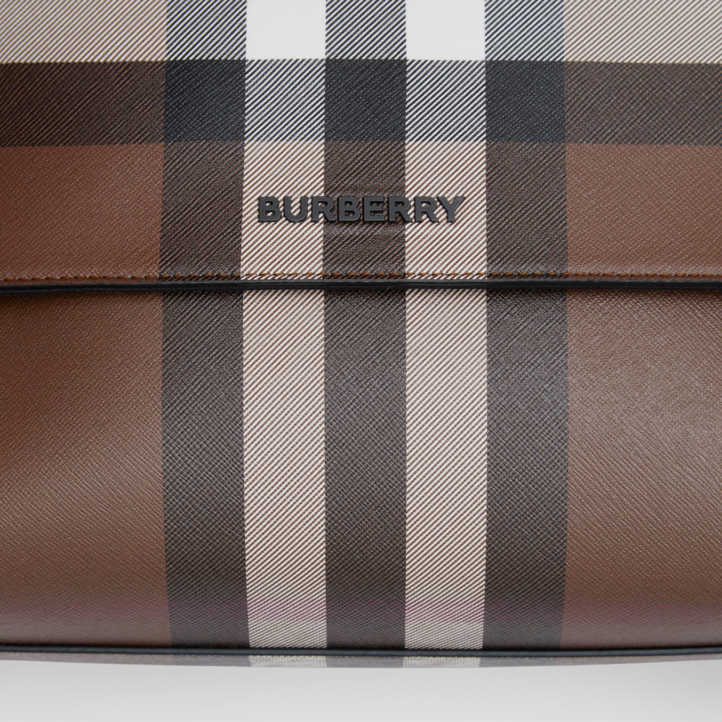 Exaggerated Check and Leather Large Messenger Bag in Dark Birch Brown Men Burberry® Official