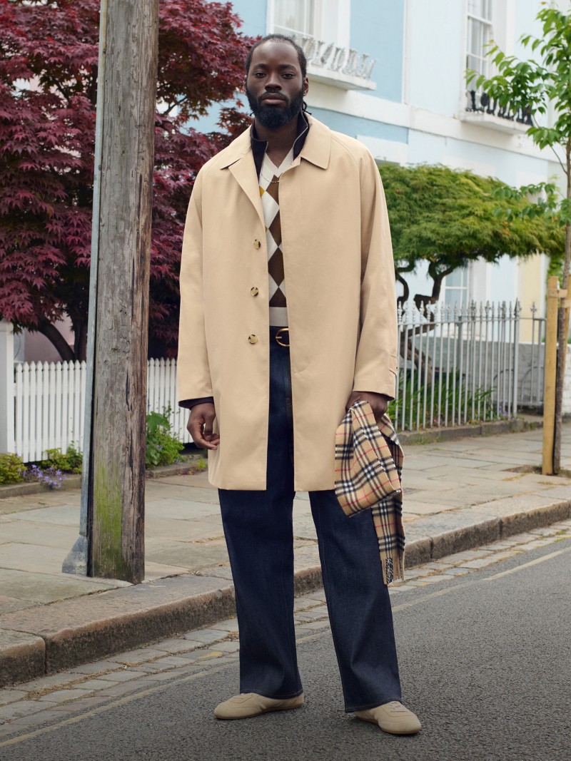 Shot of Malachi Slue wearing the Camden Car Coat