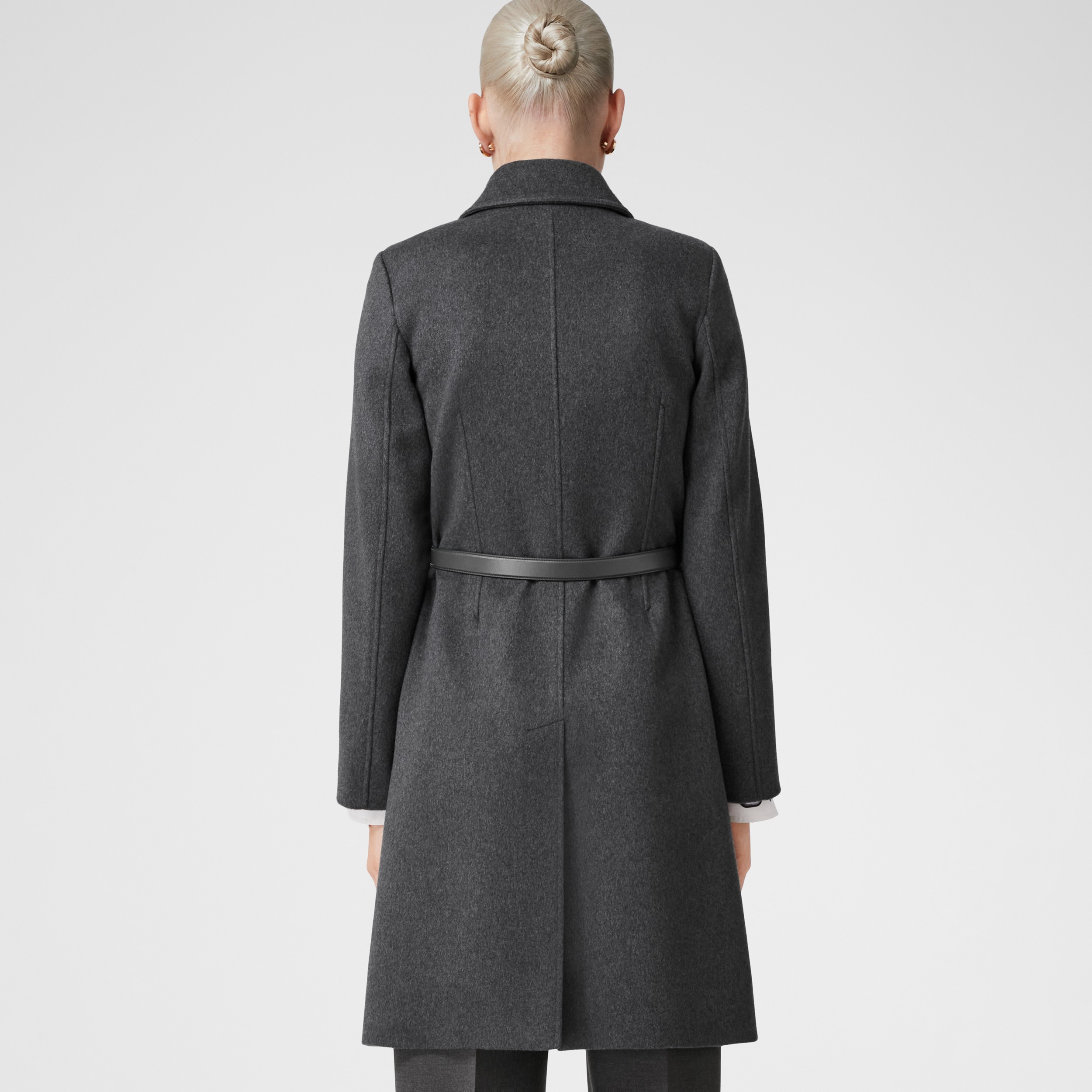 Monogram Motif Cashmere Belted Coat in Pewter Melange - Women | Burberry® Official - 3