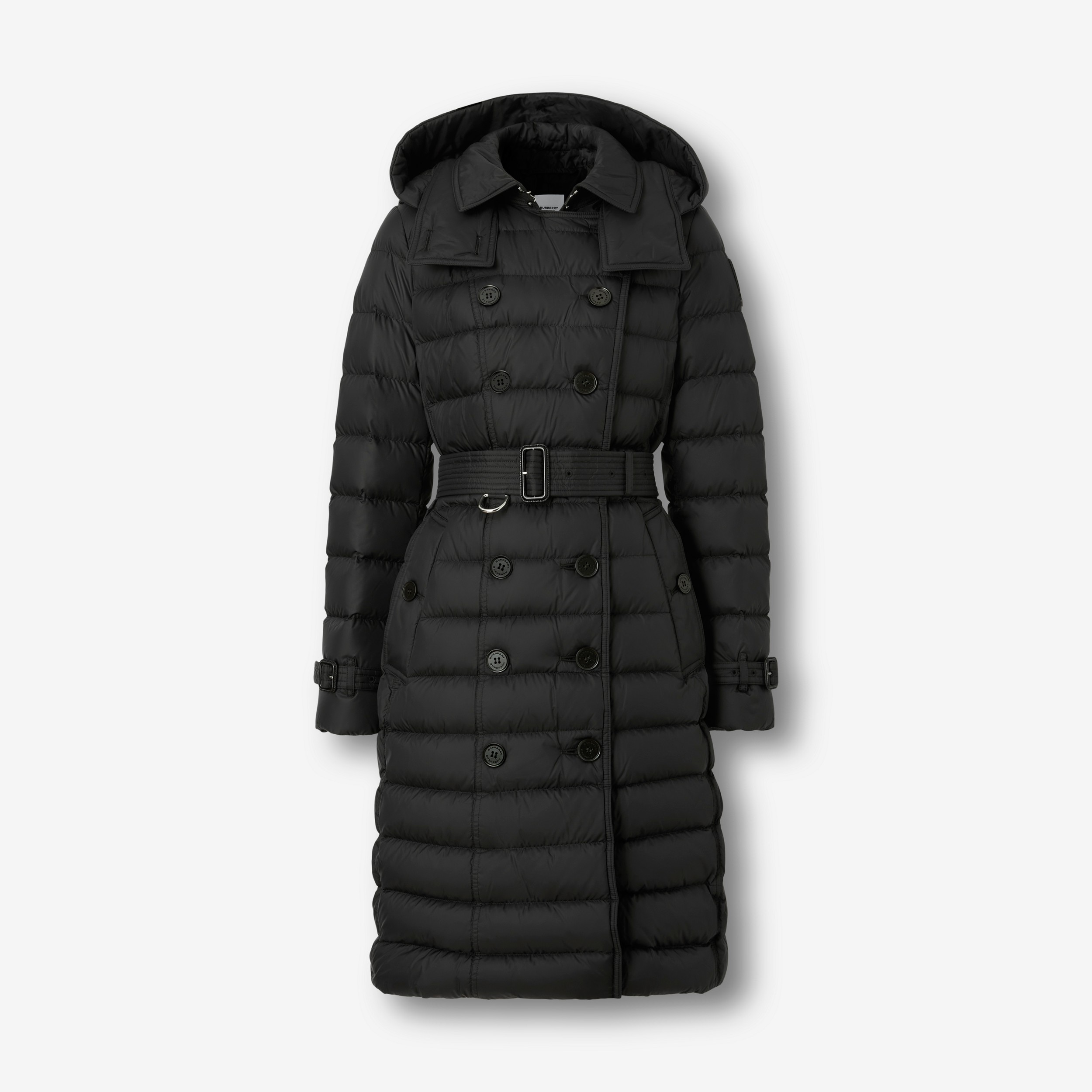 Detachable Hood Nylon Belted Puffer Coat in Black - Women | Burberry® Official - 1