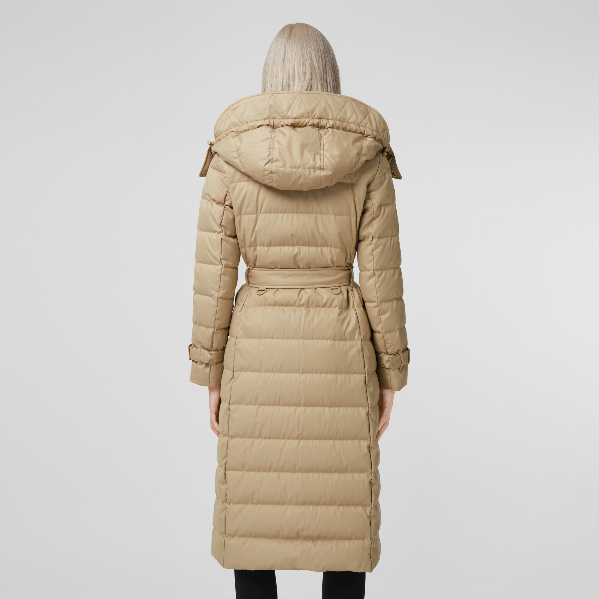 Detachable Hood Cotton Gabardine Puffer Coat in Honey - Women | Burberry® Official - 3