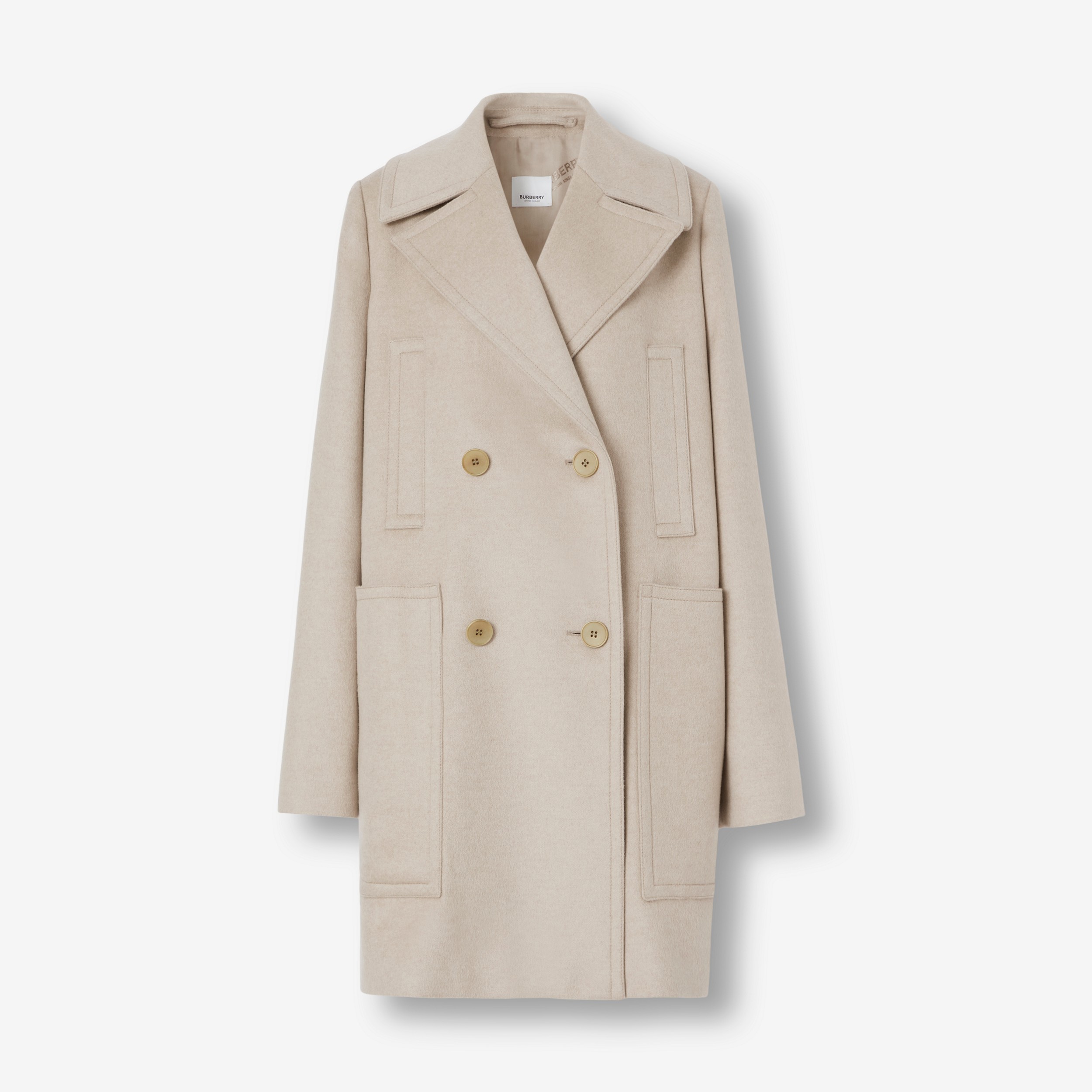 Manteau en cachemire à double boutonnage avec poche (Camaïeu De Beige Clair) - Femme | Site officiel Burberry® - 1