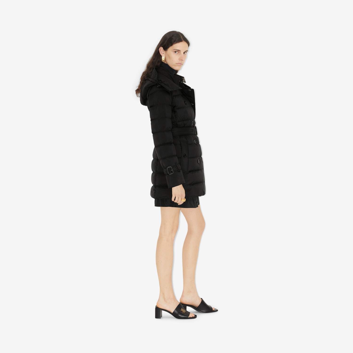 Abrigo de plumas en nailon con capucha (Negro) - Mujer | Burberry® oficial