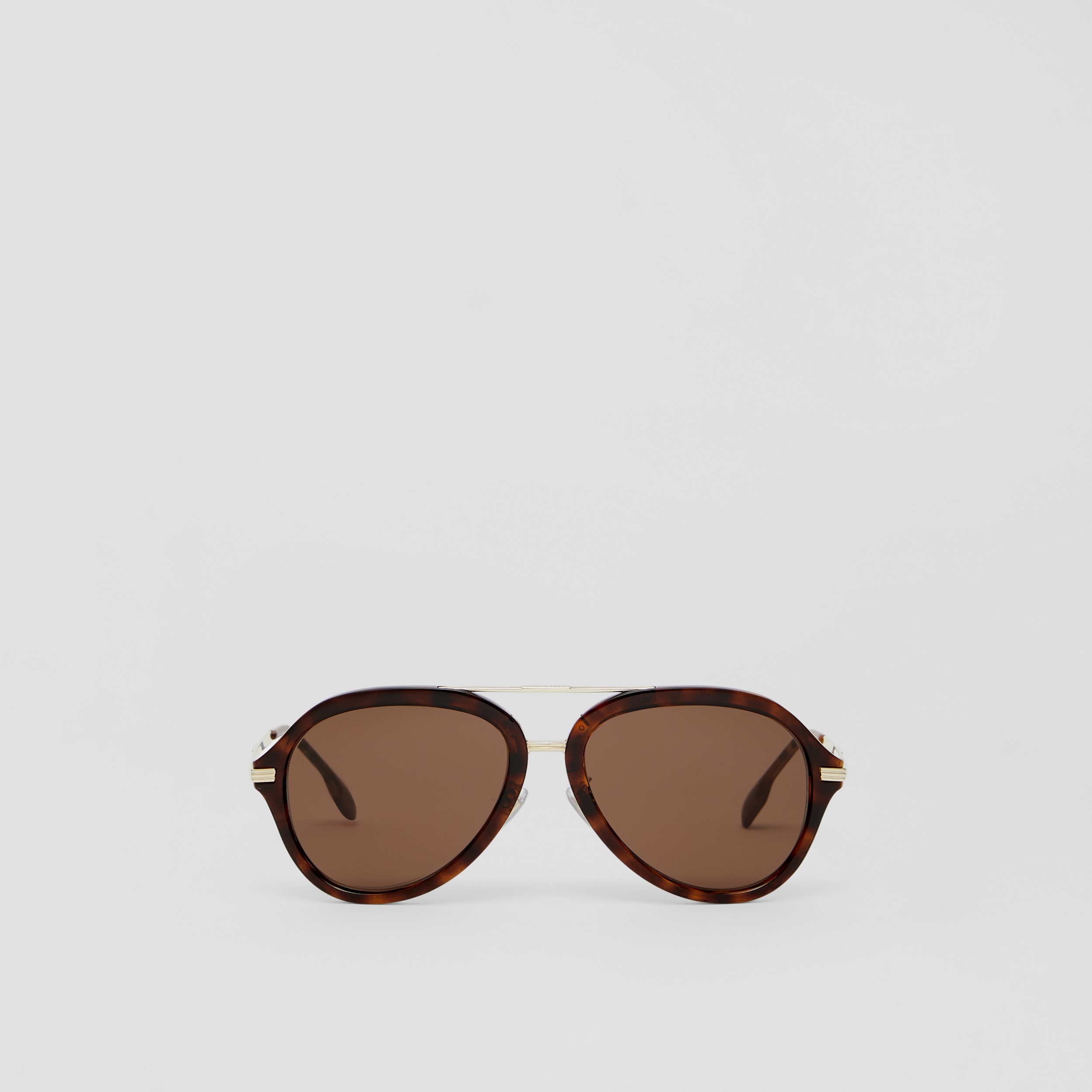 Fliegersonnenbrille mit Karodetail (Dunkles Schildpattfarben) - Herren | Burberry® - 1