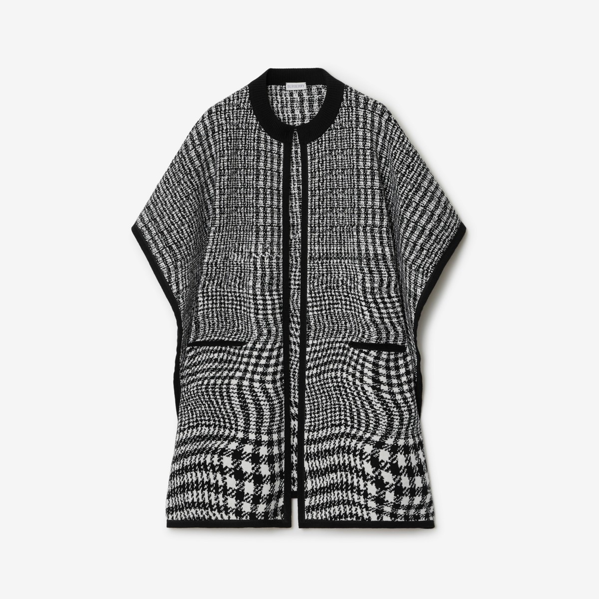 BURBERRY BURBERRY WARPED HOUNDSTOOTH WOOL CASHMERE CAPE