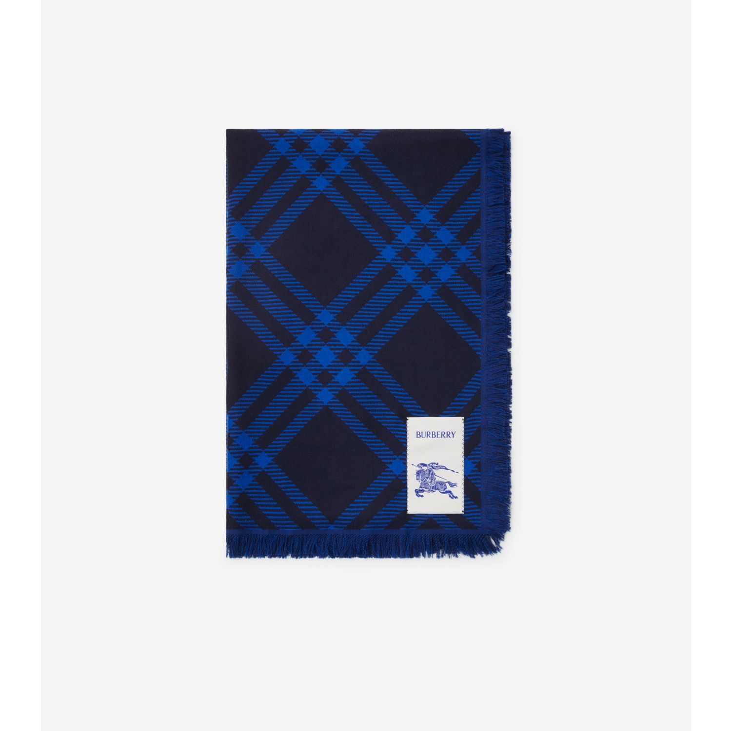 Wide Check Wool Silk Scarf