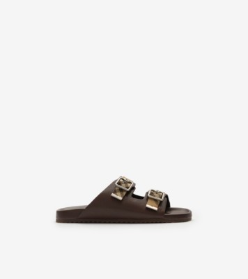 Burberry レザー アーチンサンダル (ミッドブラウン) - メンズ | Burberry®公式サイト
