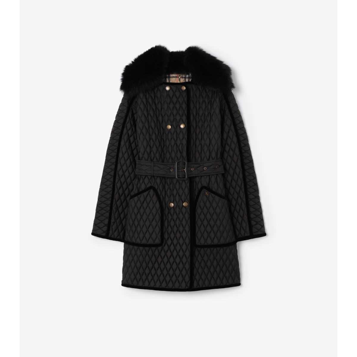  Check Long Quilted Nylon Floriston Jacket