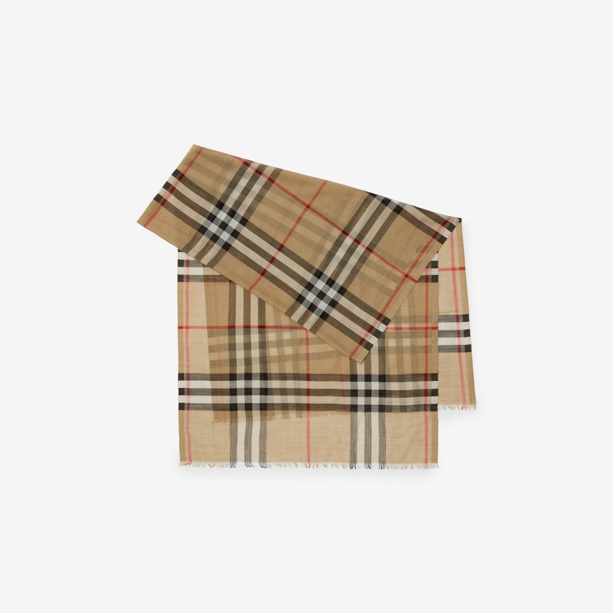 Burberry Check Wool Silk Scarf In Neutral