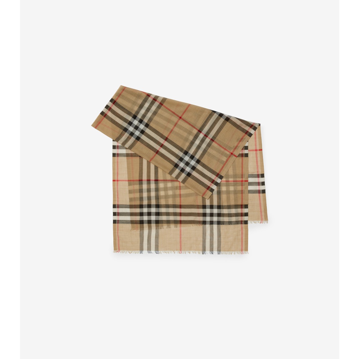 Burberry Check Wool Silk Scarf In Neutral