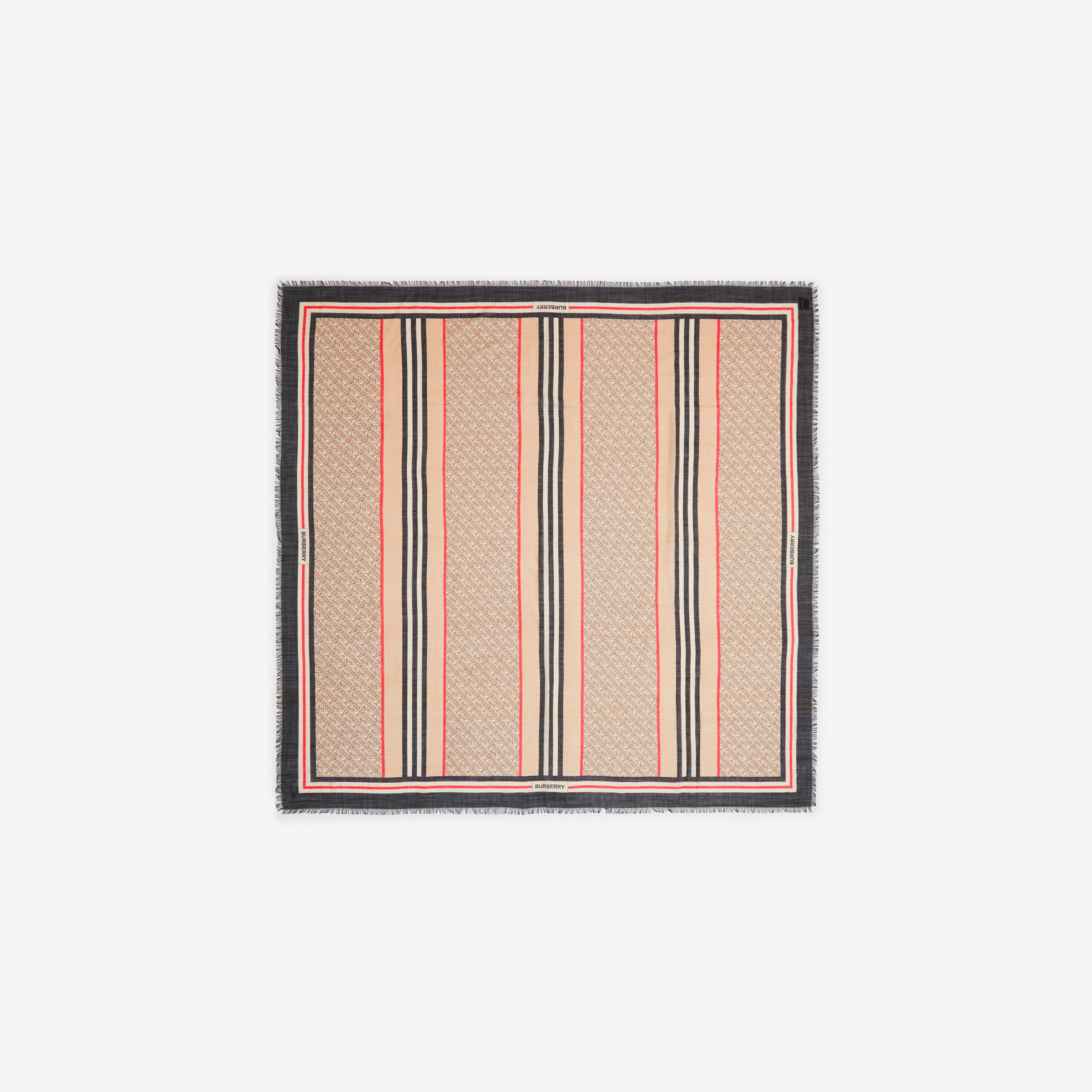 Montage Print Wool Silk Square Large Scarf in Archive Beige | Burberry® Official - 1