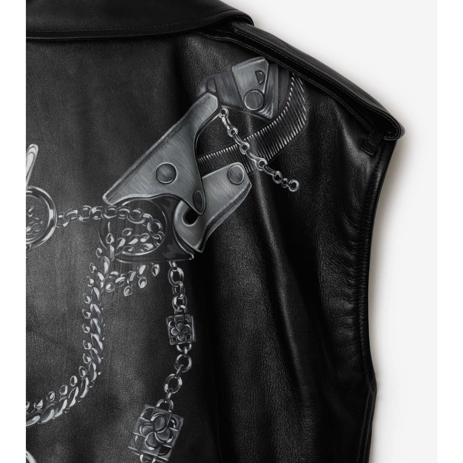 Long Sleeveless Leather Trench Coat in Black - Men | Burberry® Official
