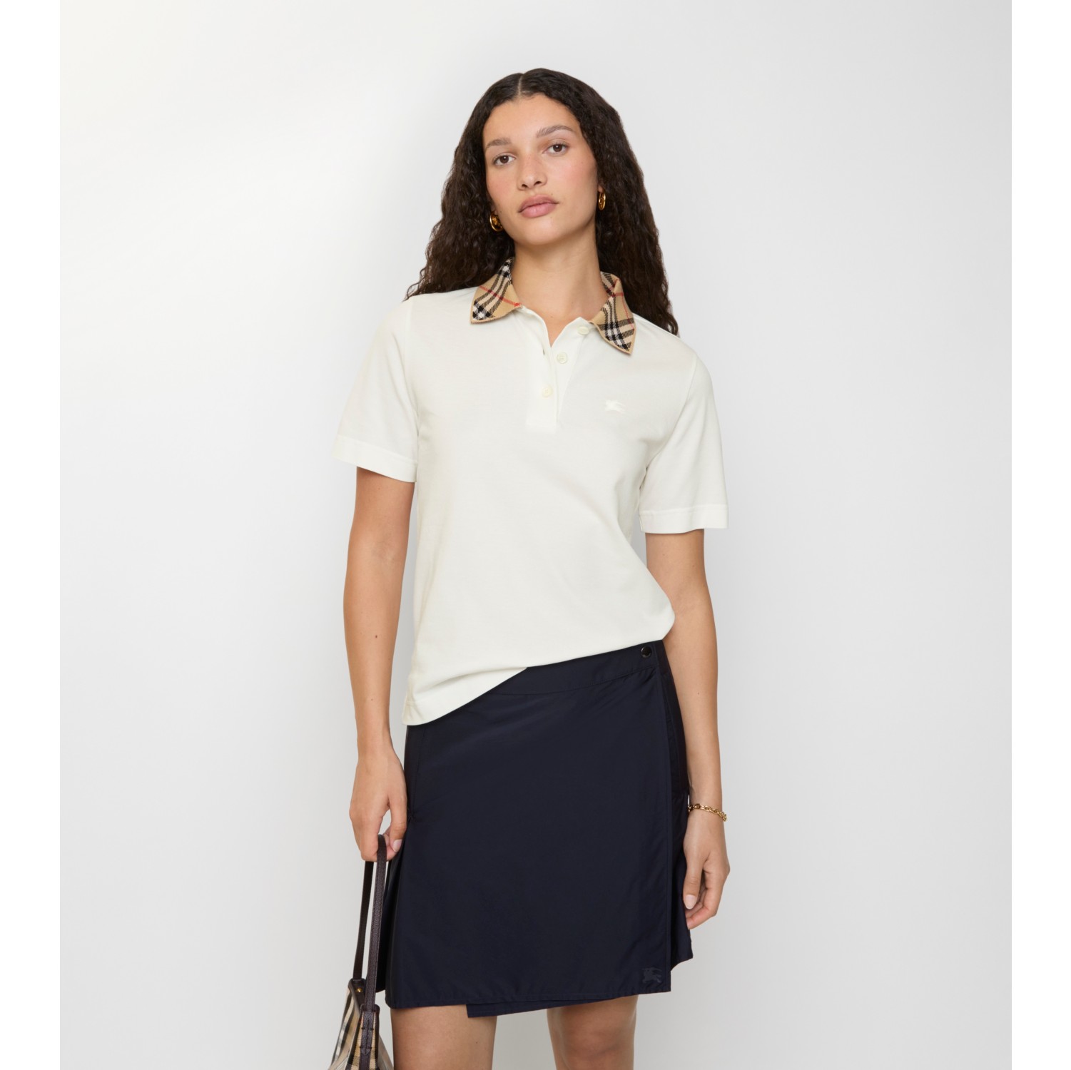 Check Collar Cotton Polo Shirt