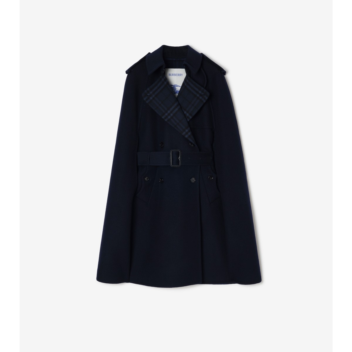  Check Wool Belmont Trench Cape