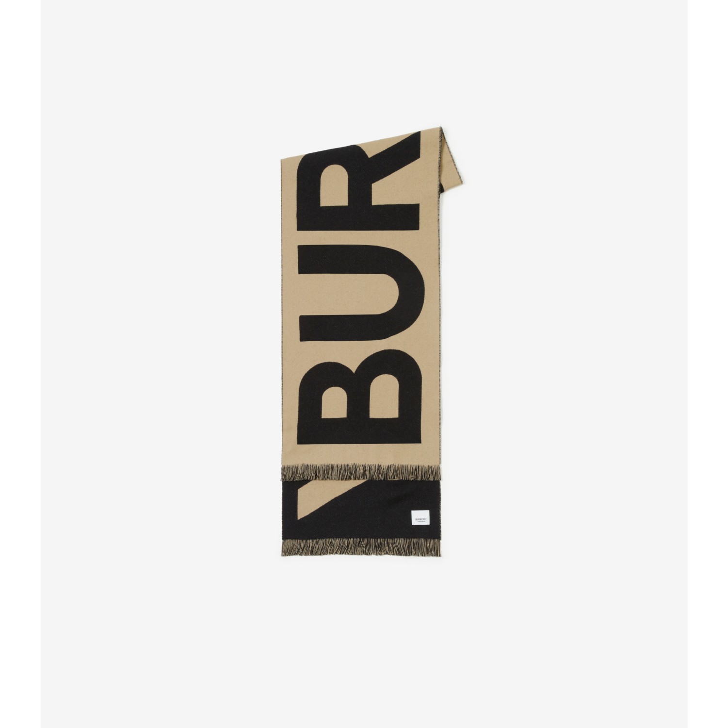 Logo Wool Scarf in Archive beige Burberry Official