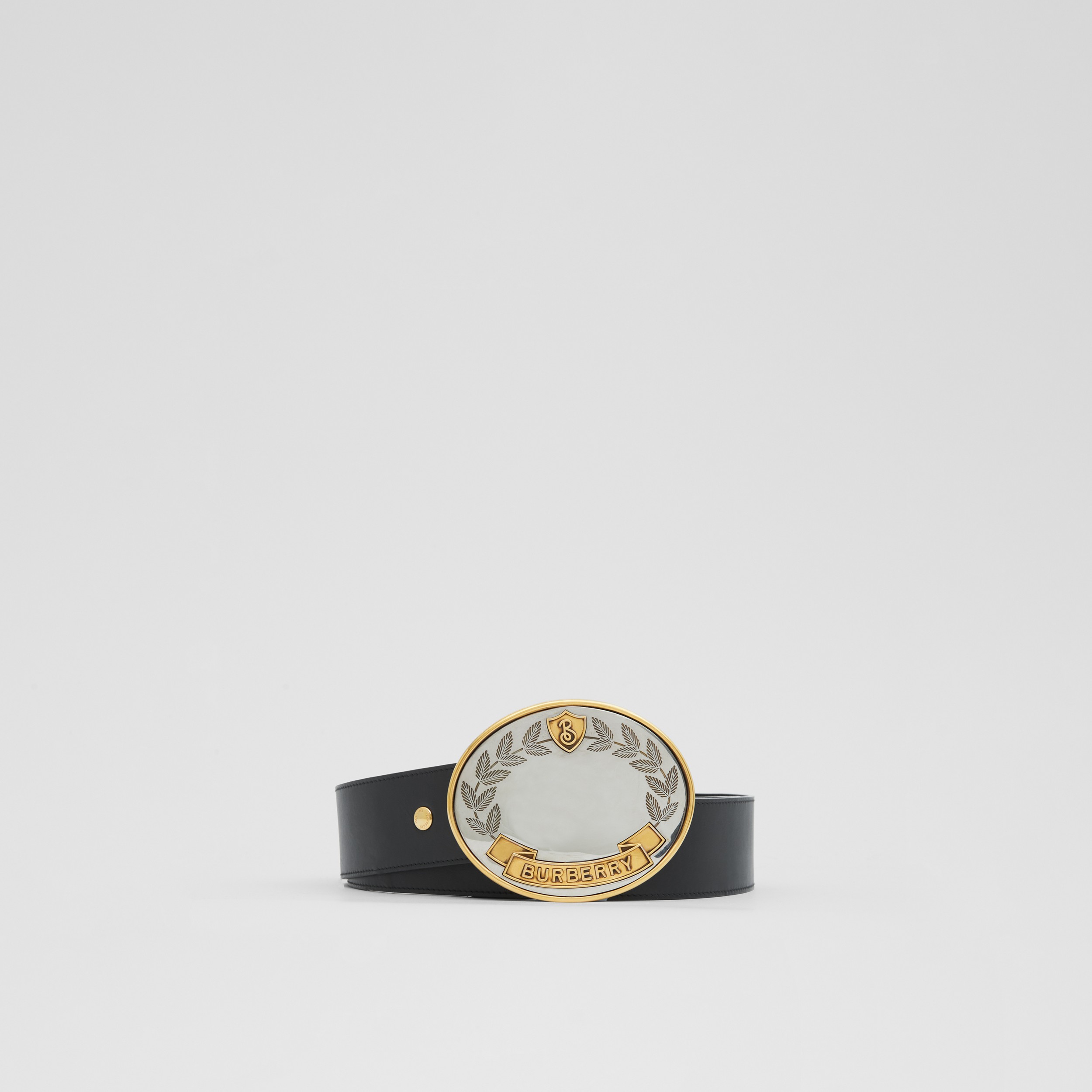 Cinturón en piel con emblema de hojas de roble (Negro) | Burberry® oficial - 3
