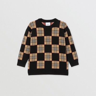 Chequer Merino Wool Jacquard Sweater in 