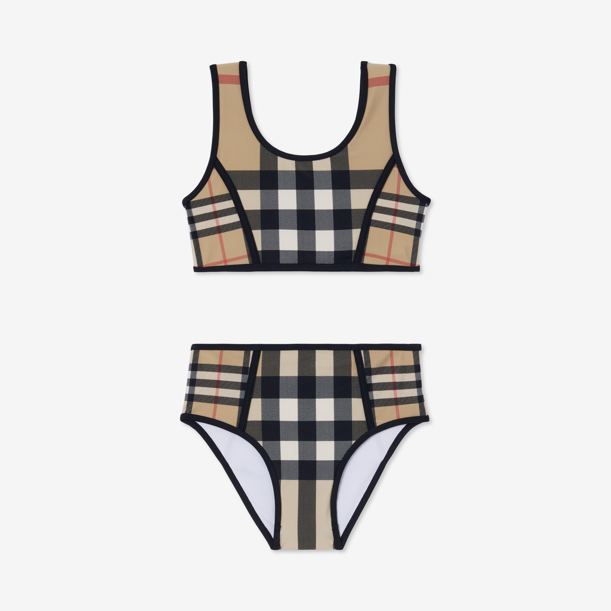 Bikini en nylon stretch Check contrastant (Beige D'archive) | Site officiel Burberry® - 1