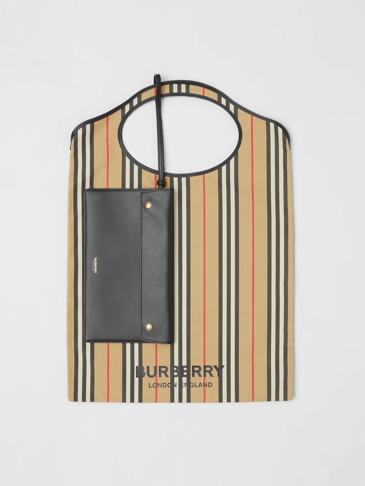 Packbare Nylon-Henkeltasche „Pocket“ im Streifendesign (Vintage-beige)