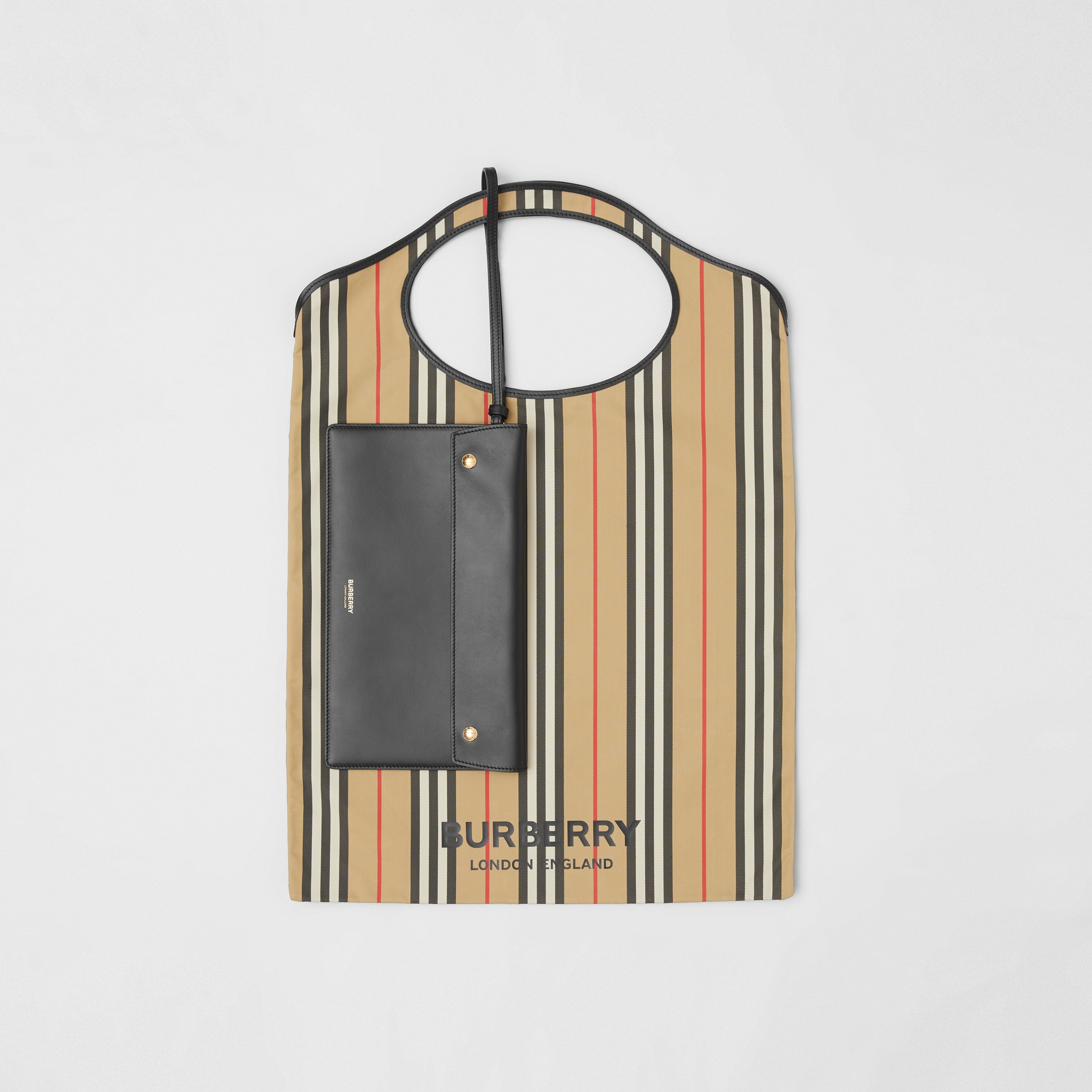 Icon Stripe Nylon Packaway Pocket Tote in Archive Beige | Burberry® Official - 1