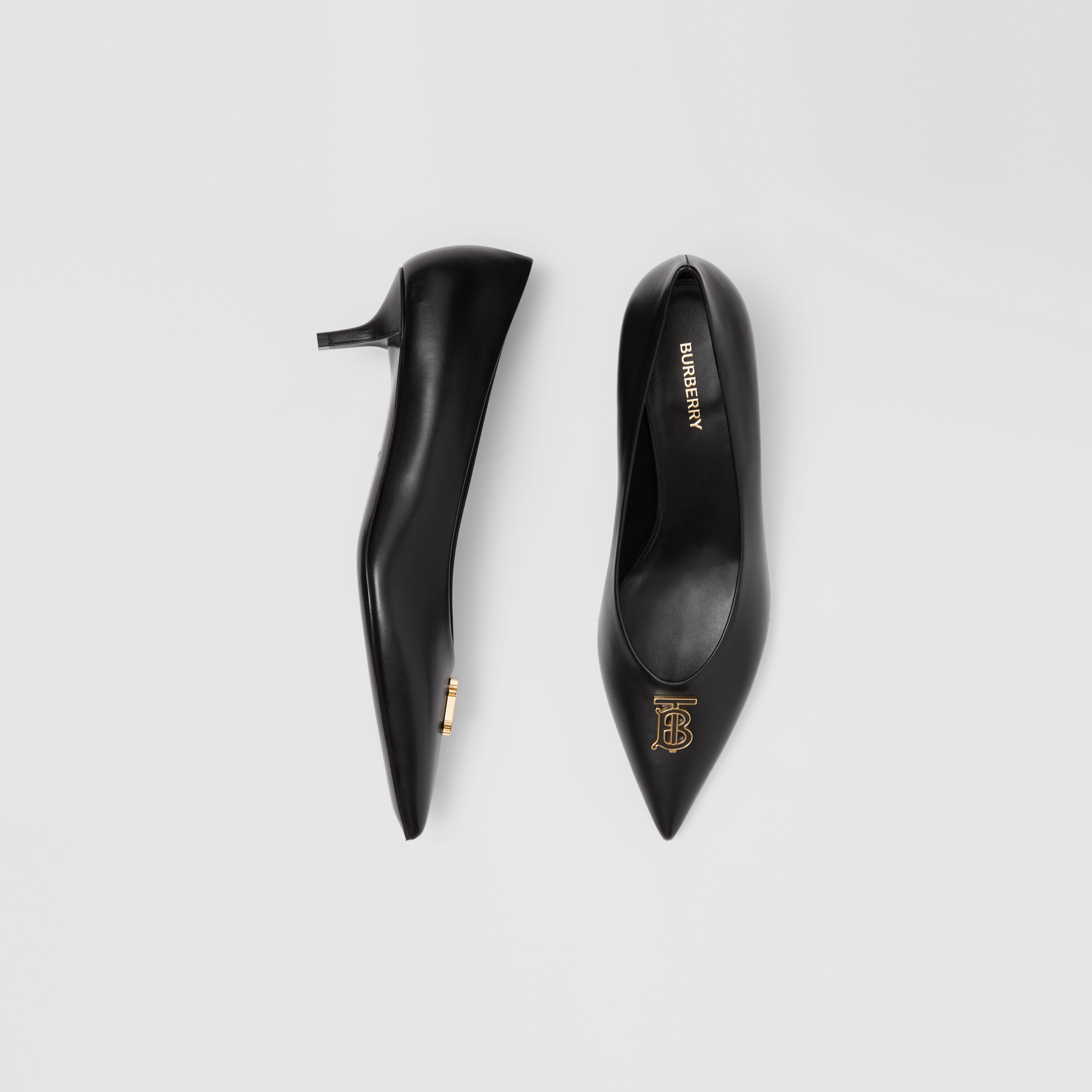 Monogram Motif Leather Point-toe Pumps in Black - Women | Burberry® Official - 1