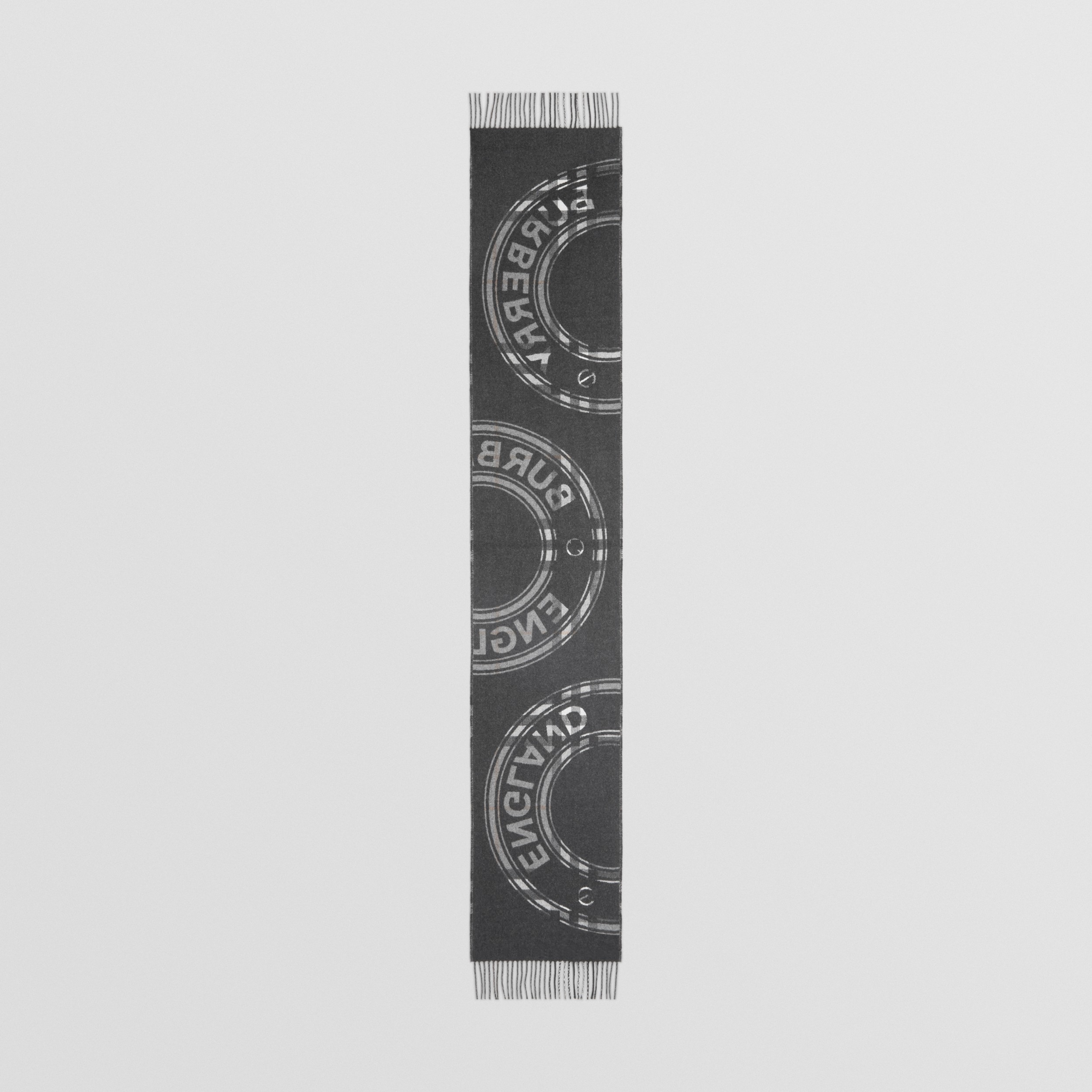 蒙太奇印花格纹羊绒围巾 (中灰色) | Burberry® 博柏利官网 - 4