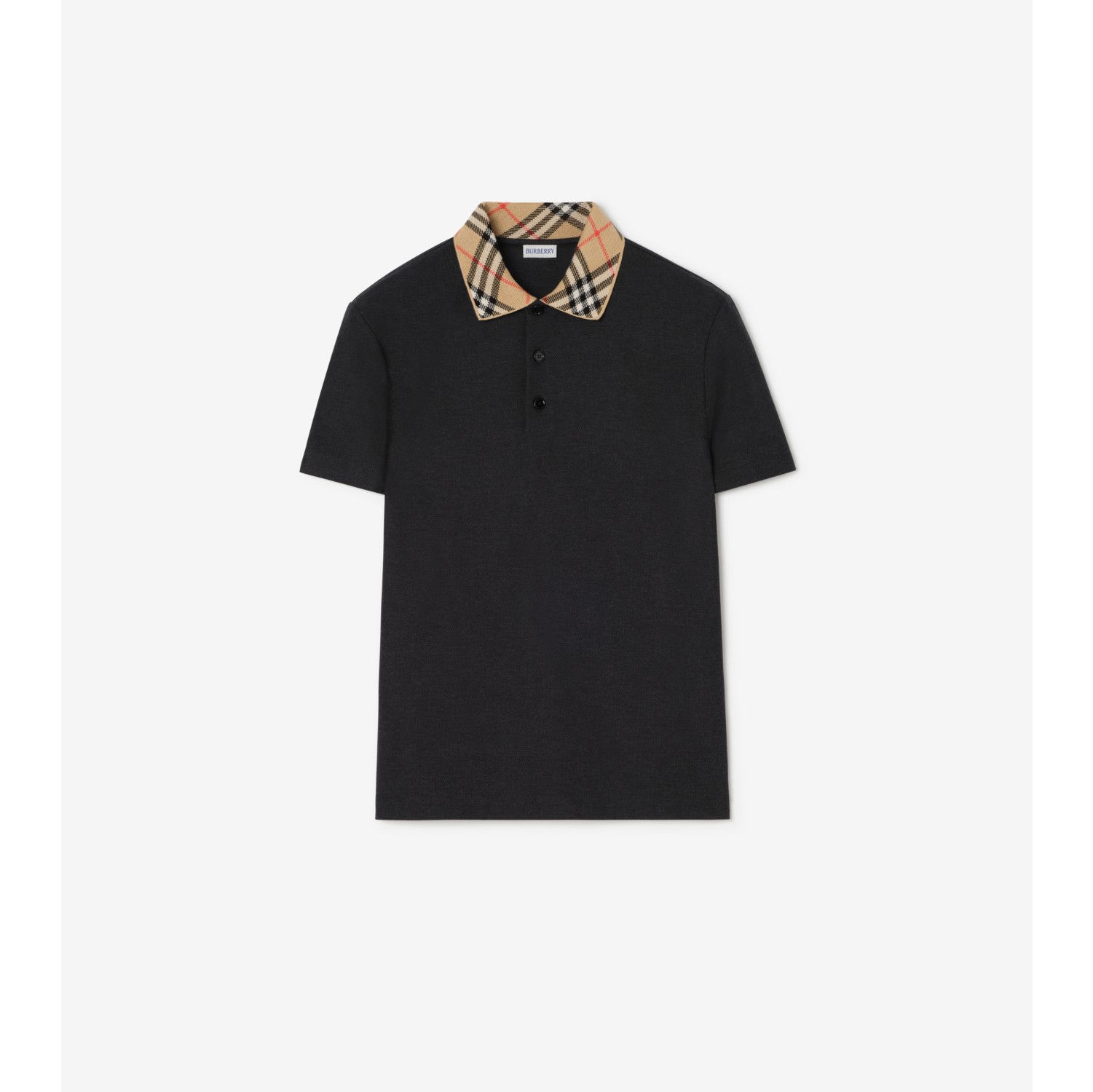 Check Collar Cotton Polo Shirt
