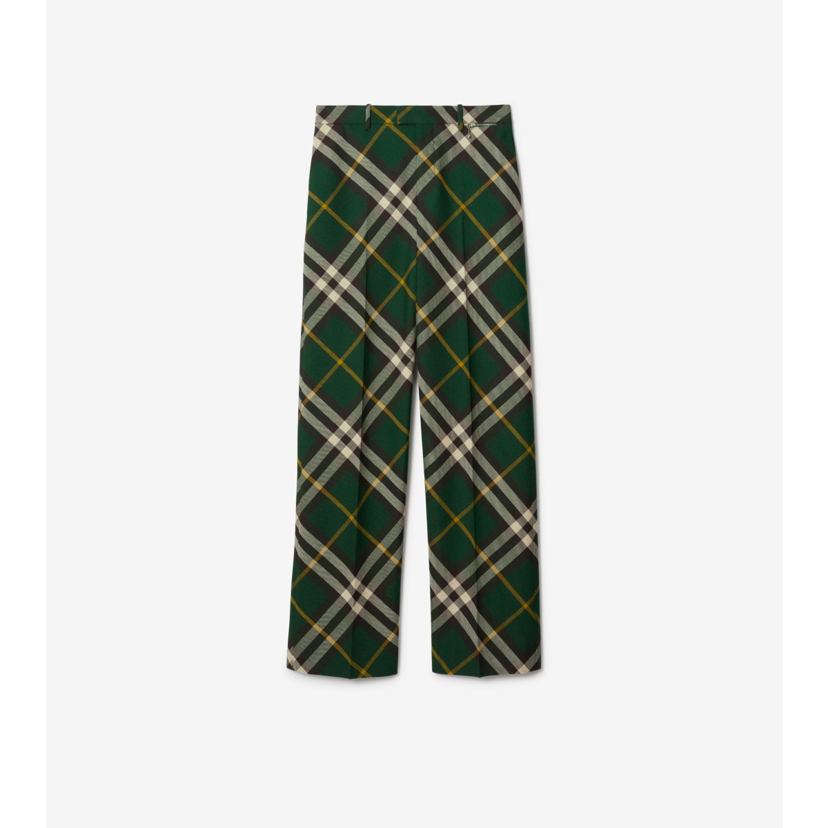 Shop Burberry Check Wool Trousers In Ivy