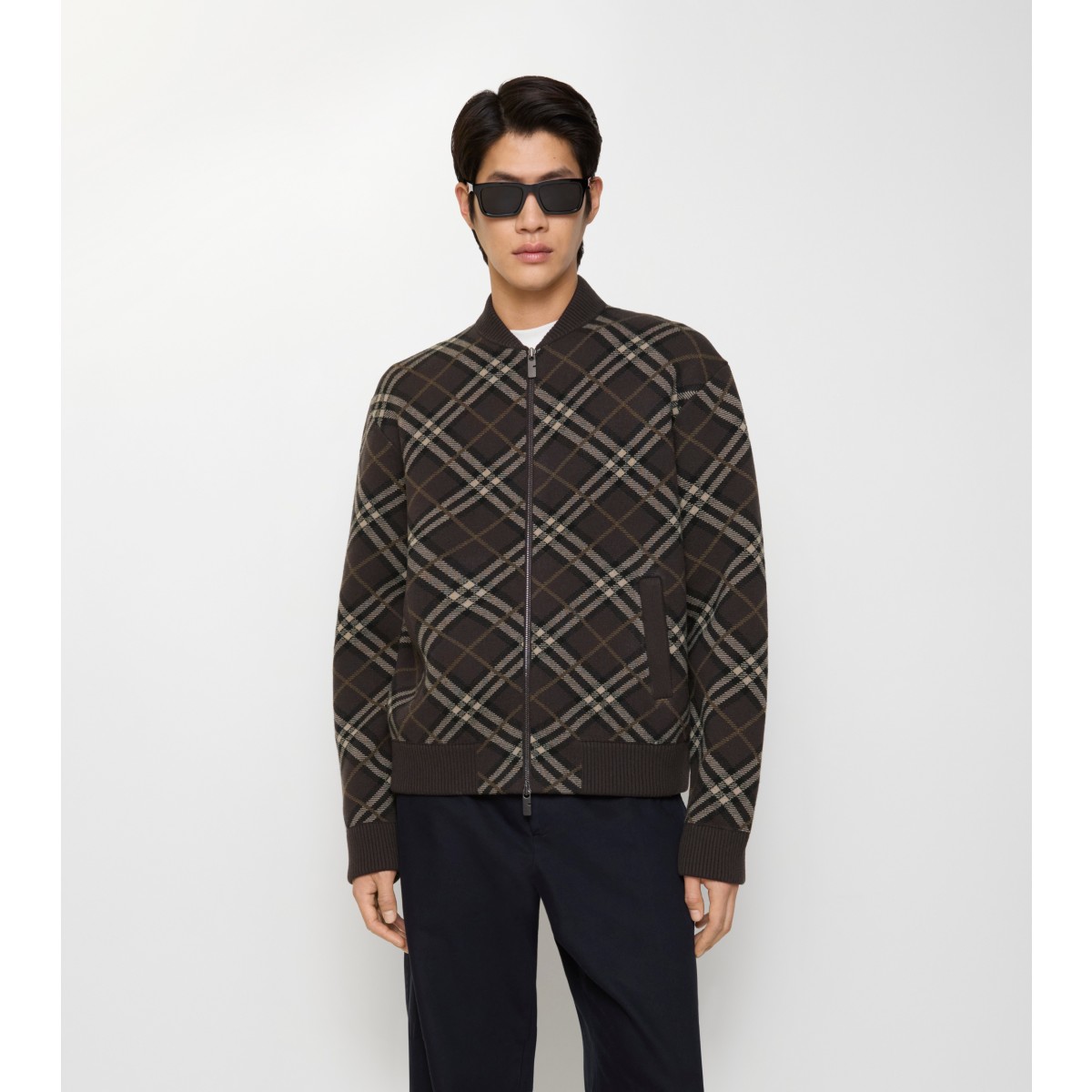  Check Wool Cashmere Bomber Jacket