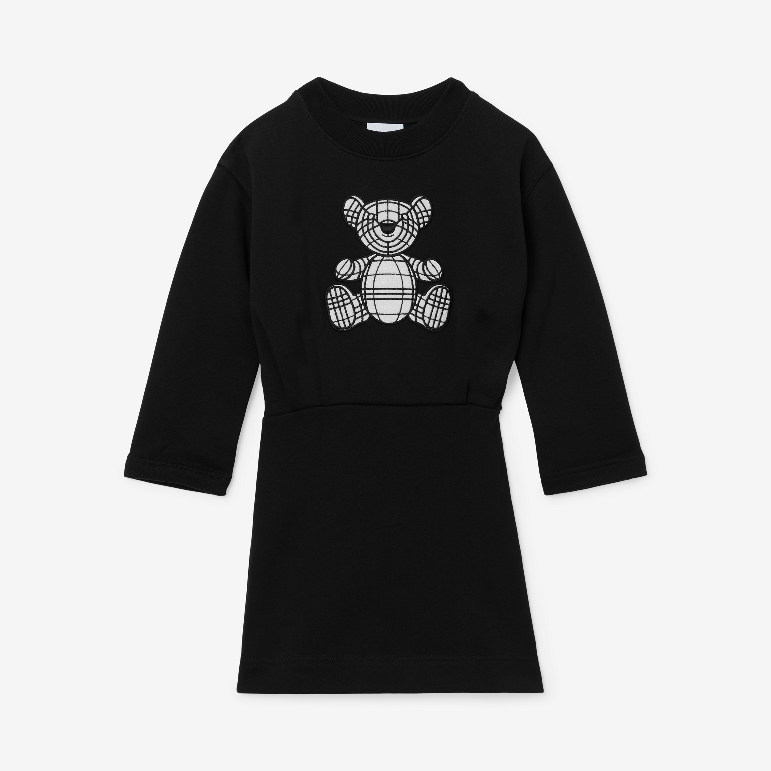 Thomas Bear Appliqué Cotton Sweater Dress in Black | Burberry® Official - 1