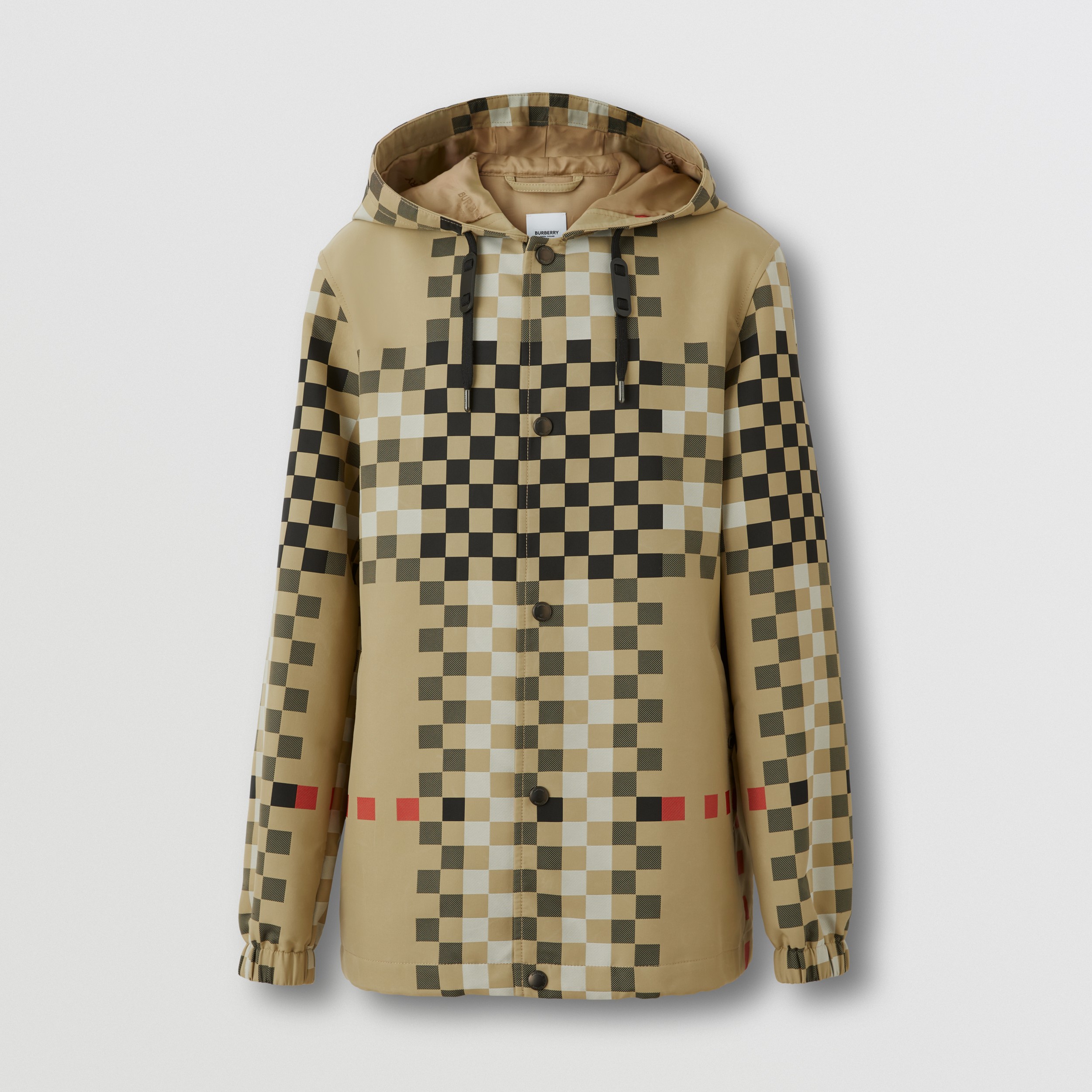 Pixel Check Nylon Hooded Jacket in Archive Beige - Men | Burberry® Official - 4