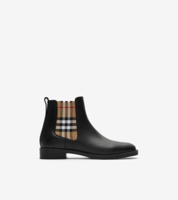 Leather Hampstead Boots in Black - Women | Burberry® Official