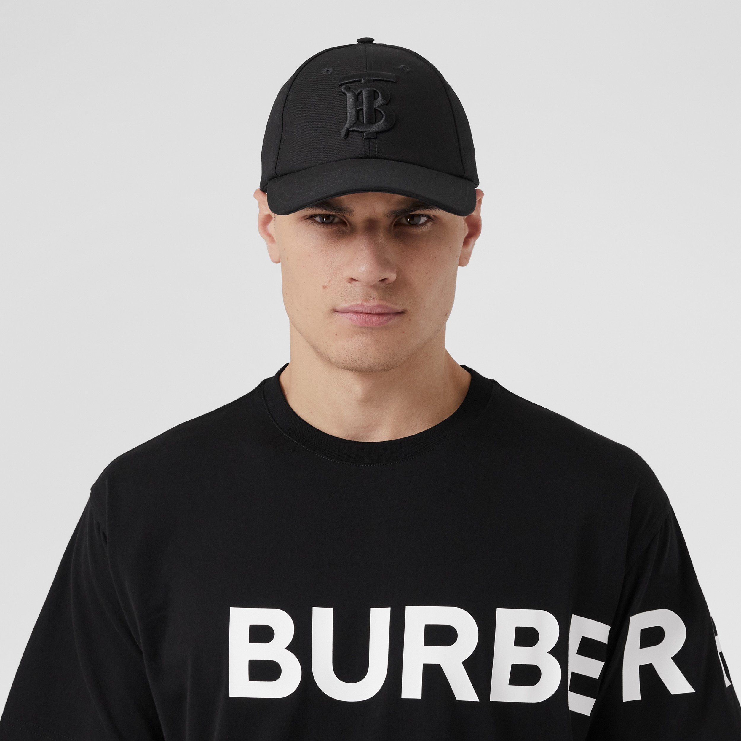Camiseta extragrande en algodón con estampado Horseferry (Negro/blanco) - Hombre | Burberry® oficial - 2